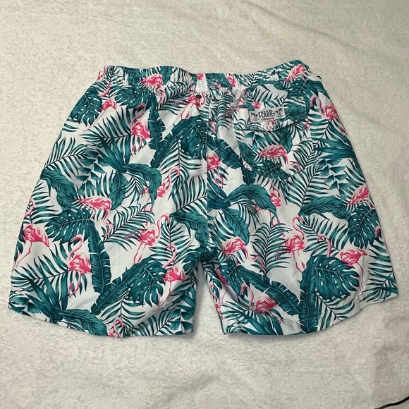 Free Planet Green and Pink Leaf Swim Flamingo Trunks - Picture 3 of 11